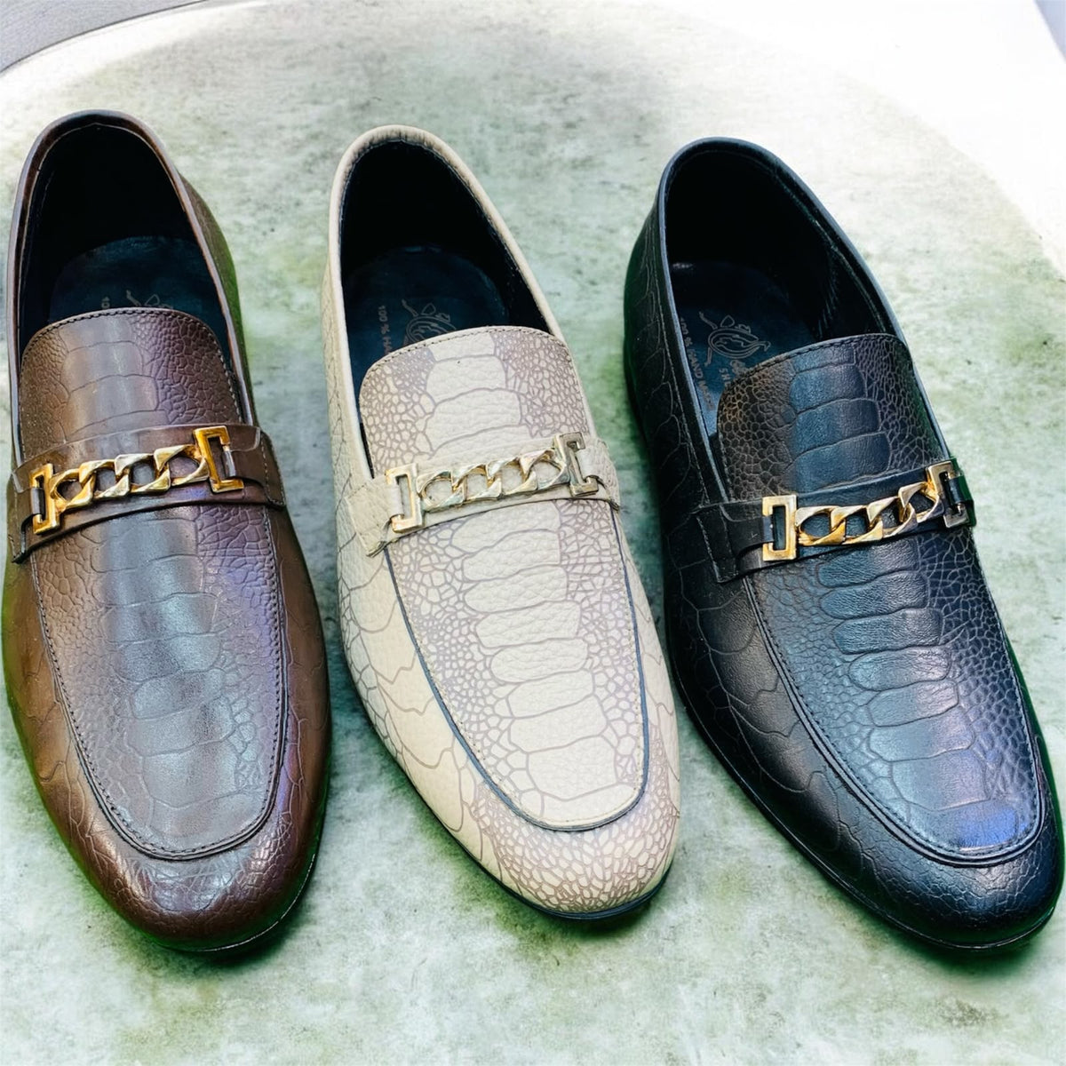 Royal Luxe Croc Pattern Penny Loafers