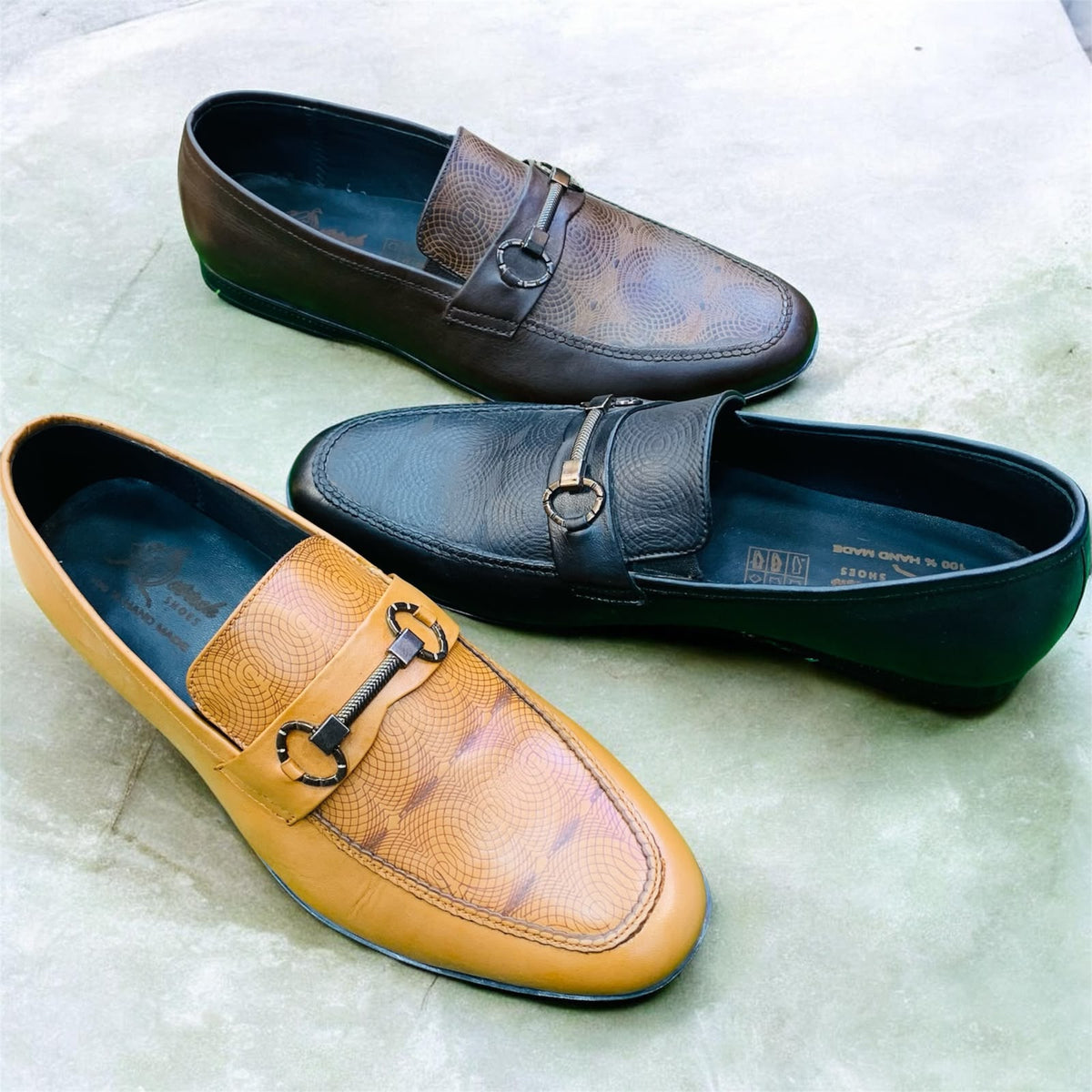 Royal Crest Checkered Buckle Loafers