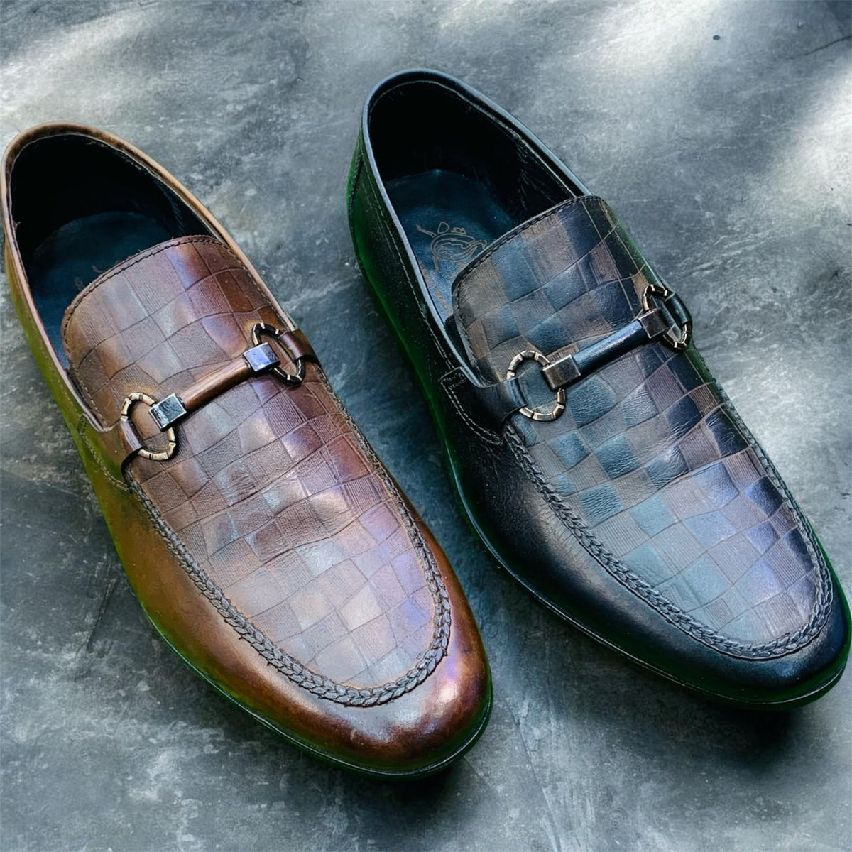 Premium Classic Checkered Buckle Loafers