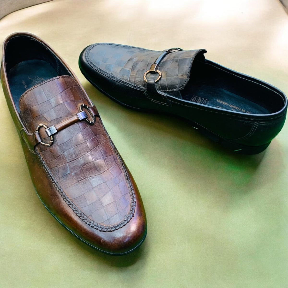 Premium Classic Checkered Buckle Loafers