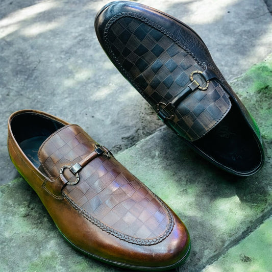 Premium Classic Checkered Buckle Loafers